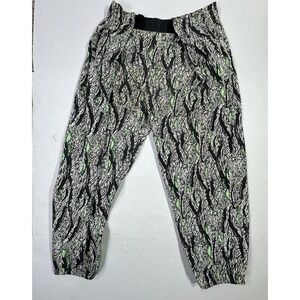 VTG AVI One Size Graphic Jogger Pants 90s Neon Abstract Black Green